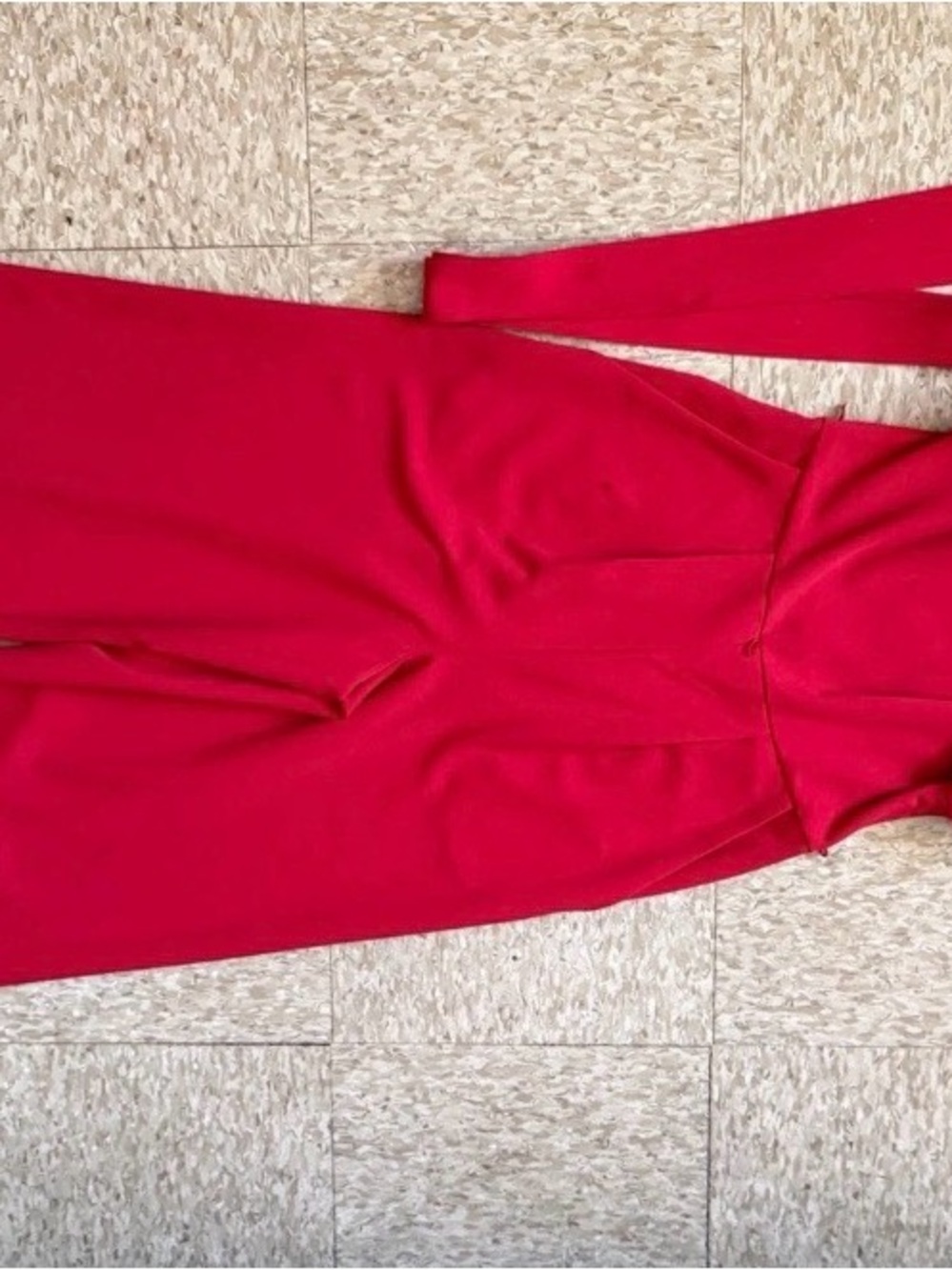 Calvin Klein One-Shoulder Red Dress with Waist Tie